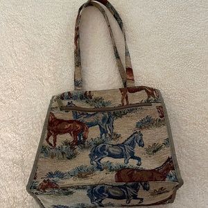 Equestrian Theme Tapestry Tote